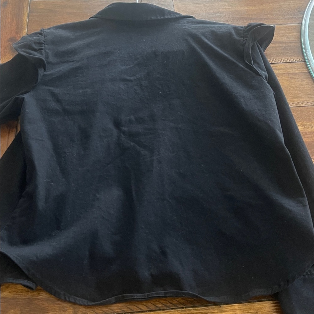 Bar III long sleeve button-down collared ruffle shoulder jacket shirt sz L - Picture 10 of 16